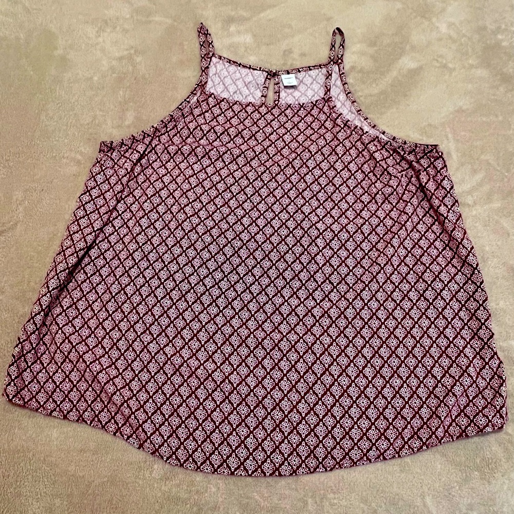 Old Navy Womens Printed Square Neck Cami Top Size L Red/White